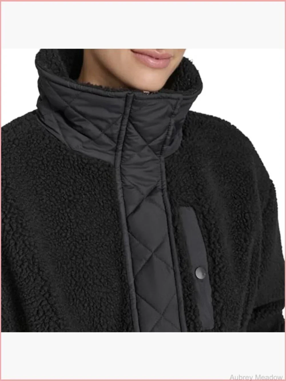 Women's Mixed Media Tunic Length Faux Sherpa Jacket